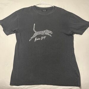 Anine Bing Walker Charcoal Leopard Tee Size XS